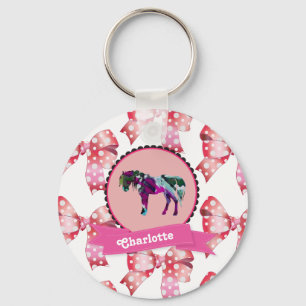 Personalisiertes niedliches rosa modernes Pony Schlüsselanhänger