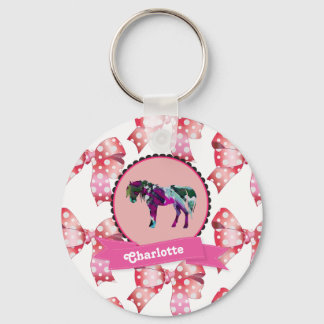 Personalisiertes Niedliches Rosa Modernes Pony Schlüsselanhänger