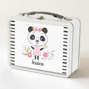 Personalisiertes Niedliches Schwarz-weiß Panda Metall Brotdose