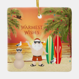 Personalisiertes Niedliches Surfen Weihnachten Keramikornament