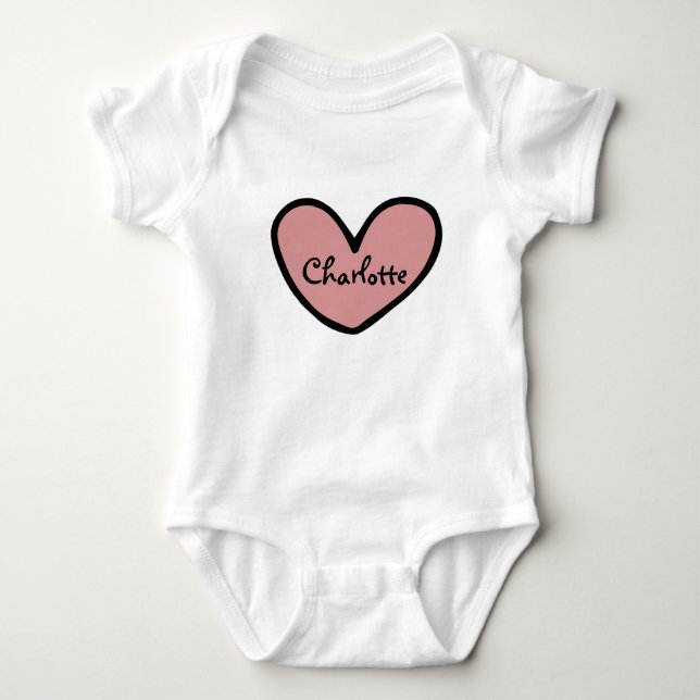 Personalisiertes Niedliches süßes Herz Muster Baby Baby Strampler (Vorderseite)
