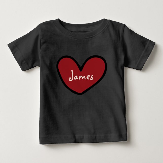 Personalisiertes Niedliches süßes Herz Muster Baby Baby T-shirt (Vorderseite)