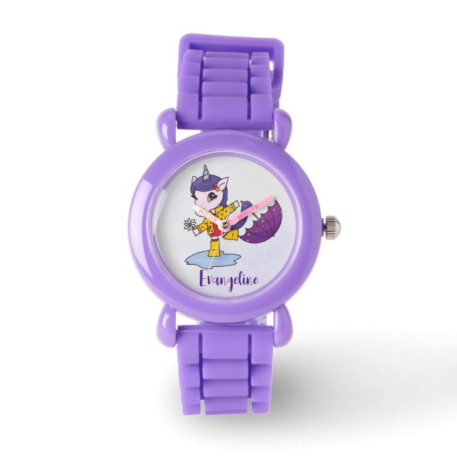 Personalisiertes Niedliches und einfaches Einhorn Armbanduhr (Vorderseite)
