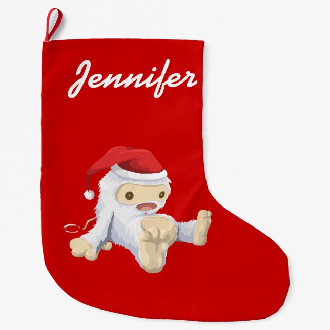 Personalisiertes Niedliches Weihnachts-Schneemonst Großer Weihnachtsstrumpf (Vorderseite)