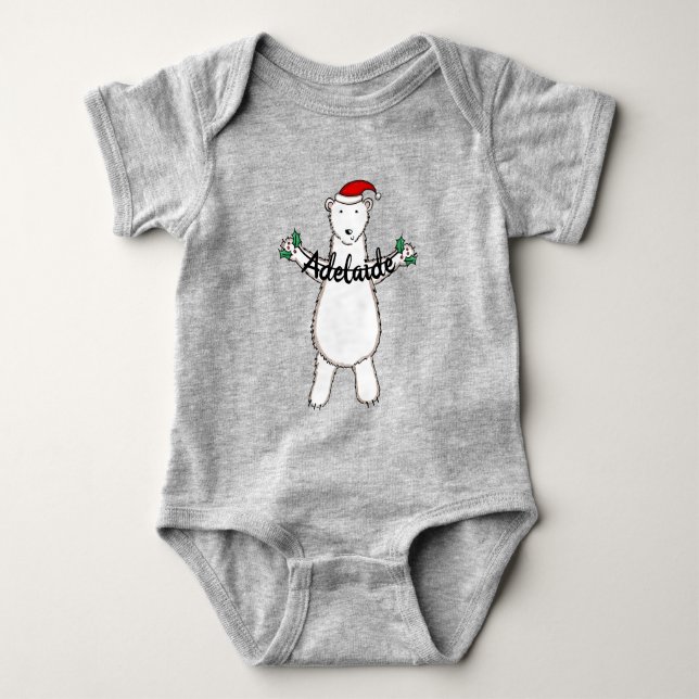 Personalisiertes Niedliches Weihnachtsbärengeschen Baby Strampler (Vorderseite)