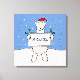 Personalisiertes Niedliches Weihnachtsbärengeschen Leinwanddruck