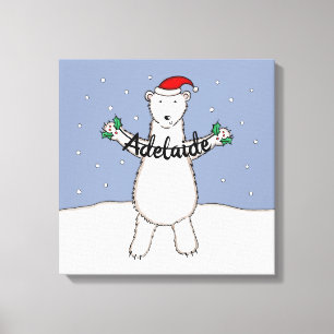 Personalisiertes Niedliches Weihnachtsbärengeschen Leinwanddruck