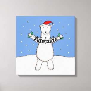 Personalisiertes Niedliches Weihnachtsbärengeschen Leinwanddruck