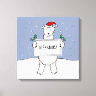 Personalisiertes Niedliches Weihnachtsbärengeschen Leinwanddruck