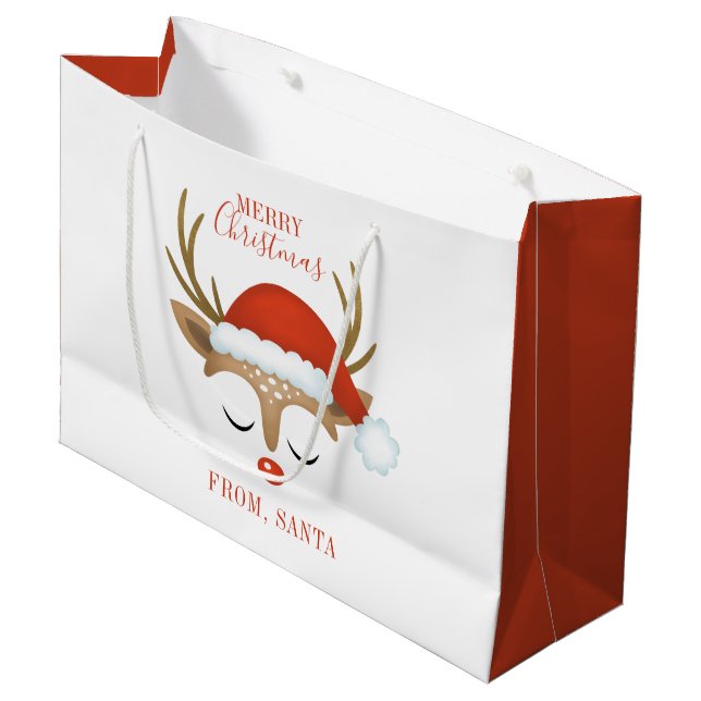 Personalisiertes Niedliches Weihnachtsfest Große Geschenktüte (Vorderseite Schrägansicht)