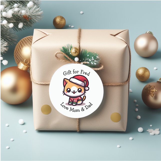 Personalisiertes niedliches Weihnachtsfest Runder Aufkleber (Beautiful personal stickers)