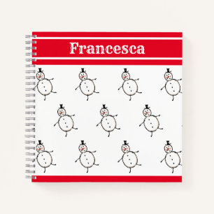 Personalisiertes Niedliches Weihnachtsfestsnowmann Notizbuch