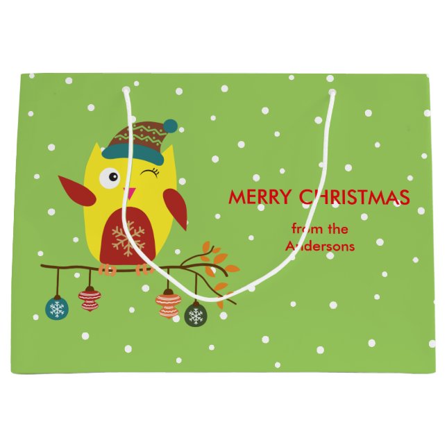 Personalisiertes Niedliches Winterschwenken Große Geschenktüte (Vorderseite)