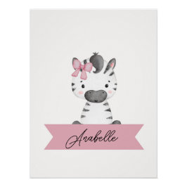 Personalisiertes niedliches Zebra-Kinderzimmer Poster