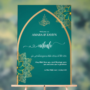 Personalisiertes Nikah Welcome Sign - Gold & Deep Acrylschild