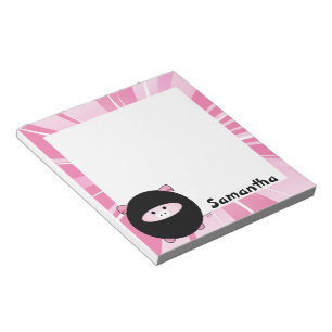 Personalisiertes Ninja-Schwein in Rosa Notizblock