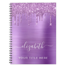 Personalisiertes Notebook mit lila Glitzer Notizblock