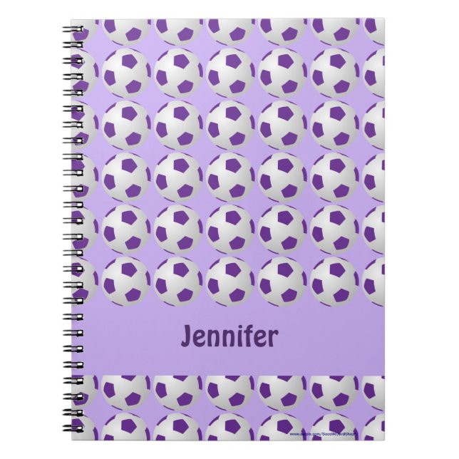 Personalisiertes Notebook mit Lila und weißem Fußb Notizblock (Vorderseite)