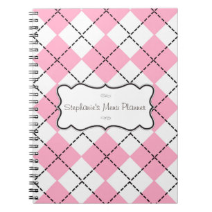 Personalisiertes Notebook mit rosa und schwarzer R Notizblock