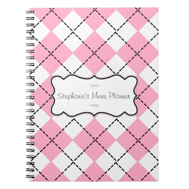 Personalisiertes Notebook mit rosa und schwarzer R Notizblock (Vorderseite)