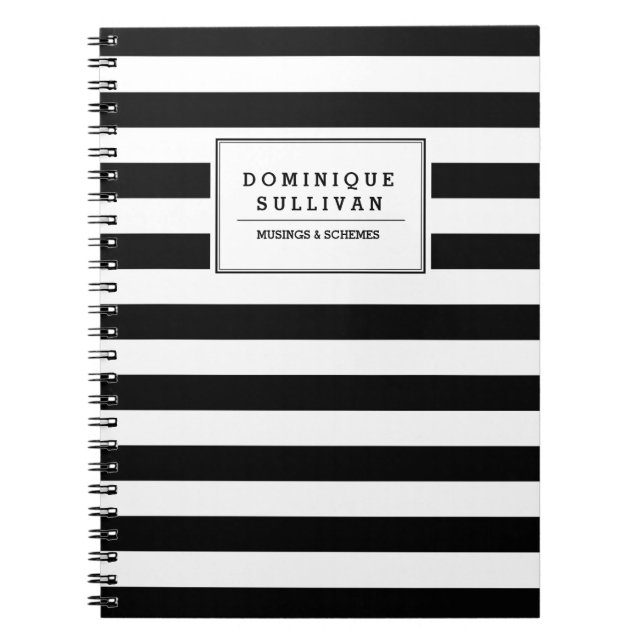 Personalisiertes Notebook mit schwarzen und weißen Notizblock (Vorderseite)