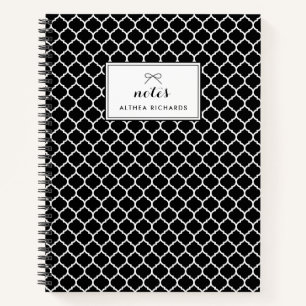 Personalisiertes Notebook mit schwarzer Quatrefoli Notizbuch