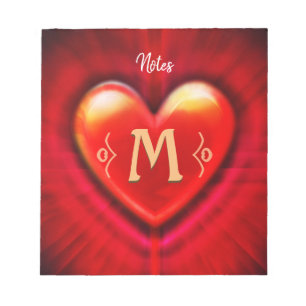 Personalisiertes Notepad Monogram-Herzdesign Notizblock