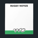 Personalisiertes Notizblock mit niedlichem Rugby-B<br><div class="desc">Personalisiertes Notizblock mit niedlichem Rugby-Ball-Design. Benutzerdefiniertes Memo mit Notizblock für Männer,  Frauen und Kinder. Moderne Schul- und Büroausstattung mit Sportdarstellung.</div>