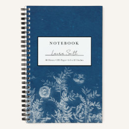 Personalisiertes Notizbuch mit Blaue Cyanotypie-Bl
