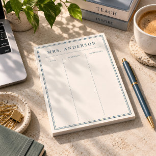 Personalisiertes Notizbuch mit Lehrername für To-D Notizblock