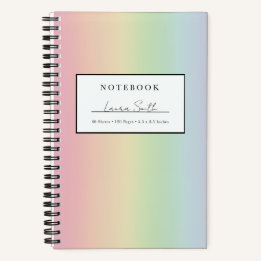 Personalisiertes Notizbuch mit Pastell-Regenbogen-