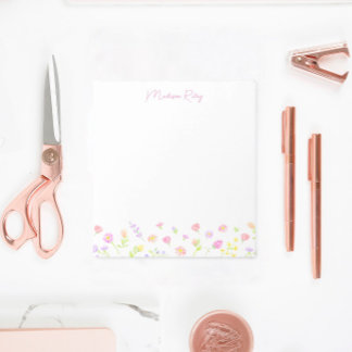 Personalisiertes Notizbuch mit Pastell-Wildblumen  Notizblock