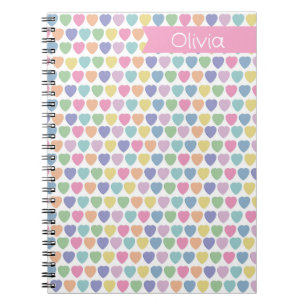 Personalisiertes Notizbuch mit Pastellherzen – Ben Notizblock