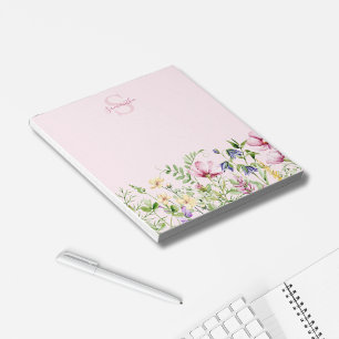 Personalisiertes Notizbuch mit rosa Wildblumen-Blu Notizblock