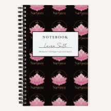 Personalisiertes Notizbuch Pink Lotus Namaste