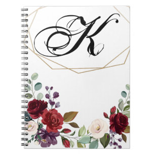 Personalisiertes Notizbuch White Roses Gold Geom Notizblock