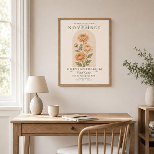 Personalisiertes November-Chrysanthemen-Poster Poster