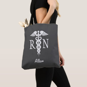 Personalisiertes Nurse Gray White Caduceus Tasche