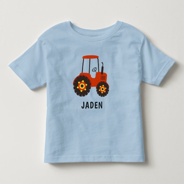 Personalisiertes Nutzfahrzeug mit rotem Zugfahrzeu Kleinkind T-shirt (Vorderseite)