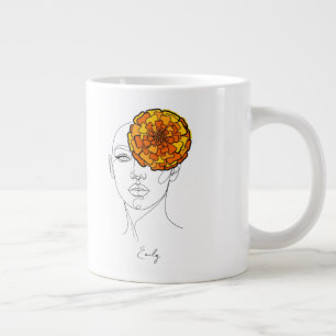 Personalisiertes Oktober-Geburtsblumen-Porträt Jumbo-Tasse