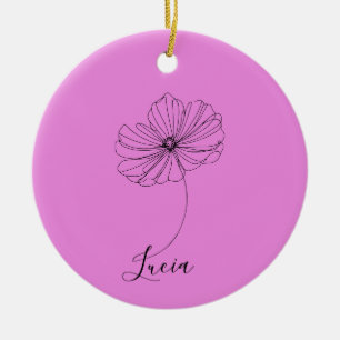 Personalisiertes Oktober-Kosmos-Geburtsblumengesch Keramik Ornament