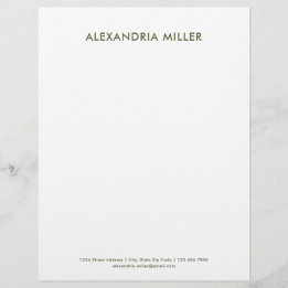 Personalisiertes Olive Green Minimalistisch Lethea Briefbogen