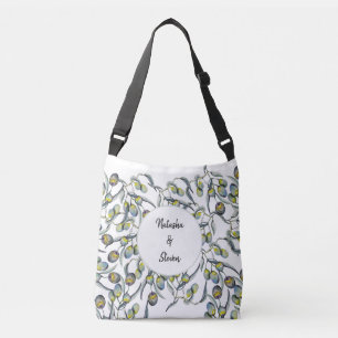 Personalisiertes Olive Wasserfarbe Handgemalt Tragetaschen Mit Langen Trägern