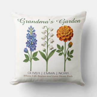 Personalisiertes Oma-Geschenk Häkel-Geburtsblumen Kissen