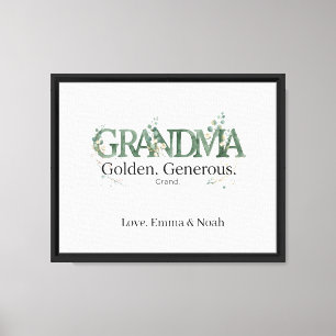 Personalisiertes Oma Goldenes Großzügiges Großes Z Leinwanddruck
