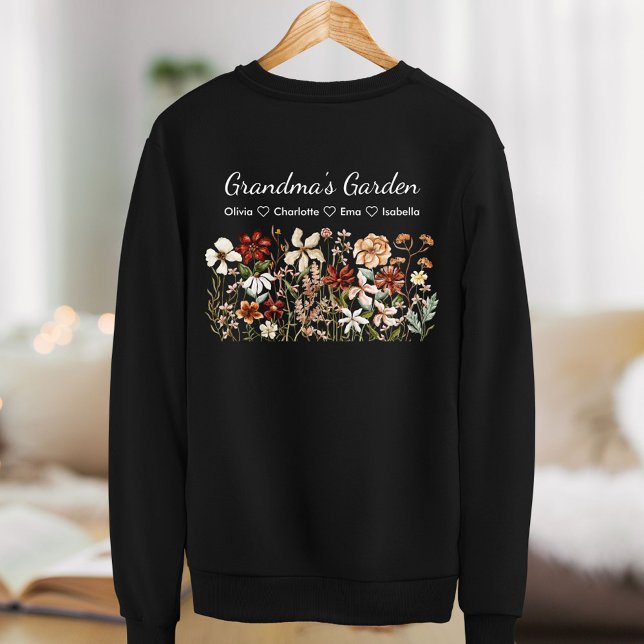 Personalisiertes Oma Vintag Wildblume Garten Sweatshirt (Front side)