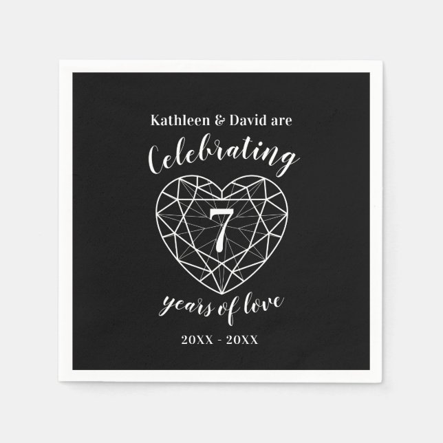 Personalisiertes Onyx-Jubiläum 7 Jahre Serviette (Vorderseite)