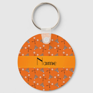 Personalisiertes orange Badmintonnamensmuster Schlüsselanhänger