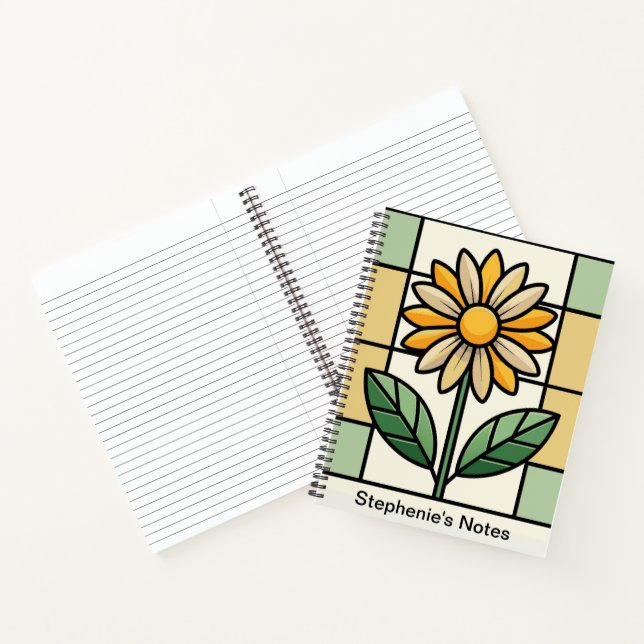 Personalisiertes Orange Green Yellow Florals Noteb Notizbuch (Innenseite)