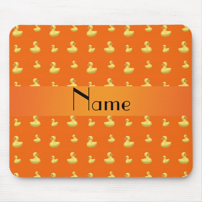 Personalisiertes orange Gummientennamensmuster Mousepad (Vorne)